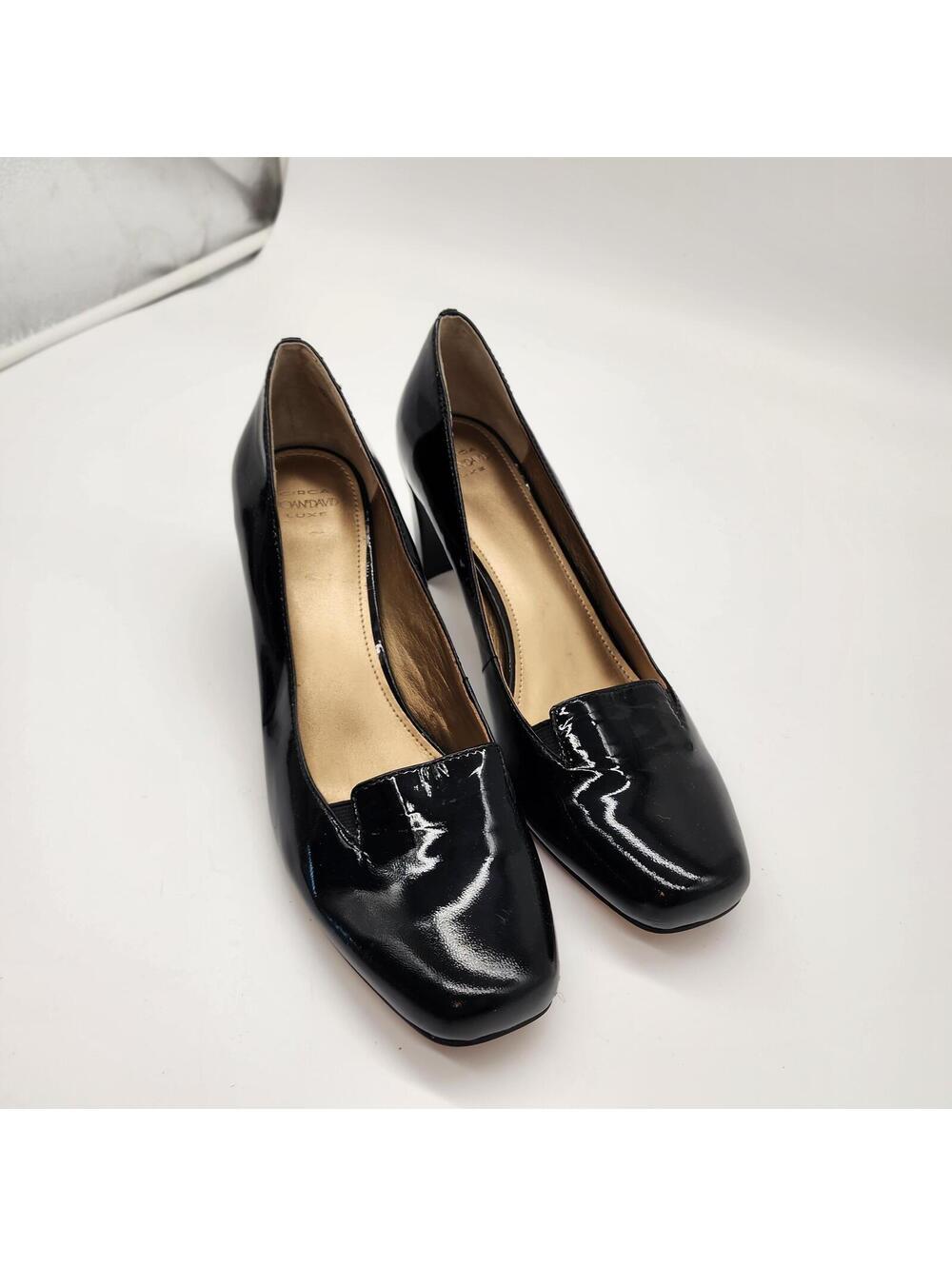 Circa Joan & David black patent leather, square-toe heels pumps 11
